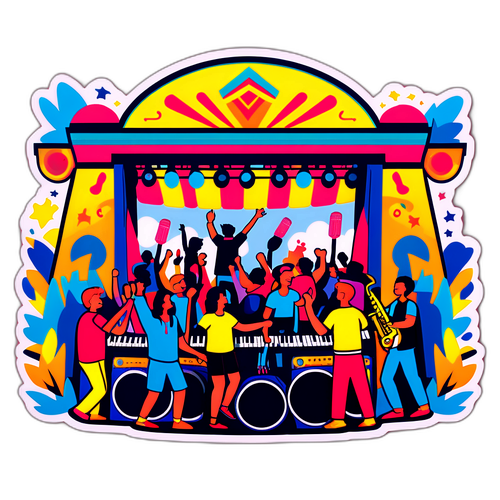 Vrolijke Muziekfestival Illustratie voor Genk on Stage