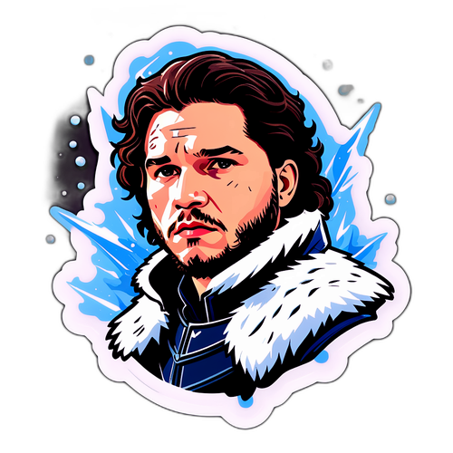 Samolepka inspirovaná Kit Haringtonem jako královským hrdinou z Hry o trůny s ledovými prvky