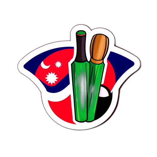 नेपाल क्रिकेट बैट और गेंद स्टिकर