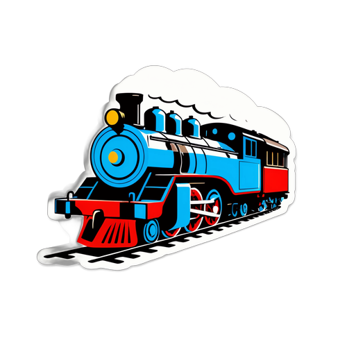 蒸気機関車と鉄道博物館のシンボル、レトロな車両の組み合わせステッカー