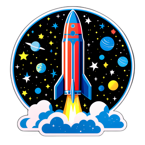 Наклейка з ілюстрацією ракети x22 на фоні зоряного неба