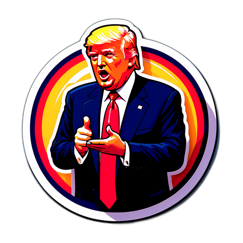Nálepka Donalda Trumpa s charismatickým vystoupením