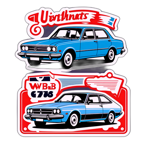 Ретро наклейка с историческими аспектами автомобиля UWB 76