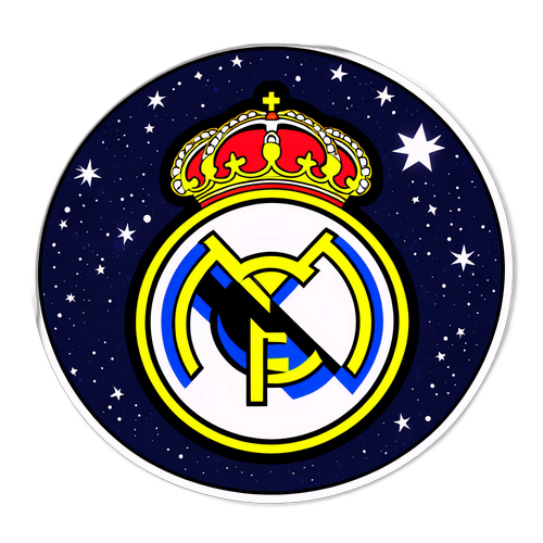Stiker Emblem Real Madrid di Latar Malam Berbintang