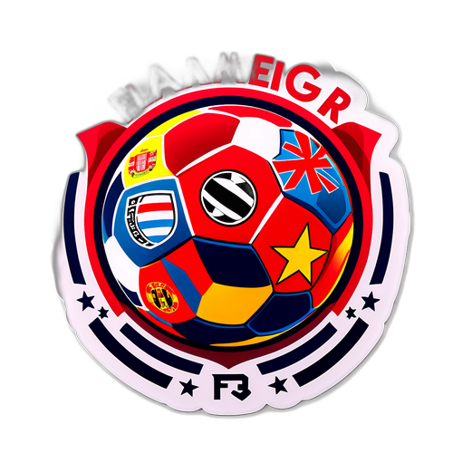 Fargerik fotballklistremerke med flagg