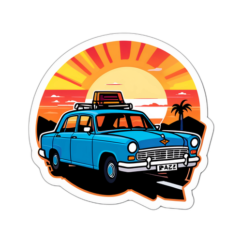 Sticker de General Paz con coche al atardecer