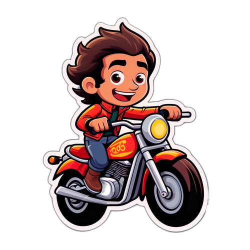 Penggambaran Kartun Ceria Rodrigo Holgado di Atas Motorsikal