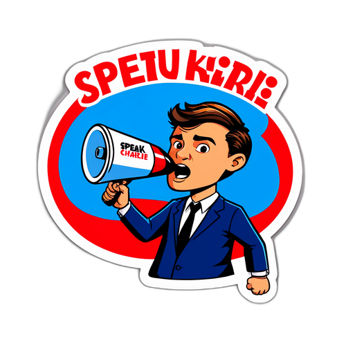 Sticker của megaphone với nhân vật Charlie Kirk