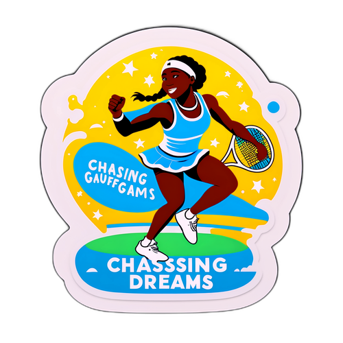 Chasing Dreams: Motivational Tennis Sticker