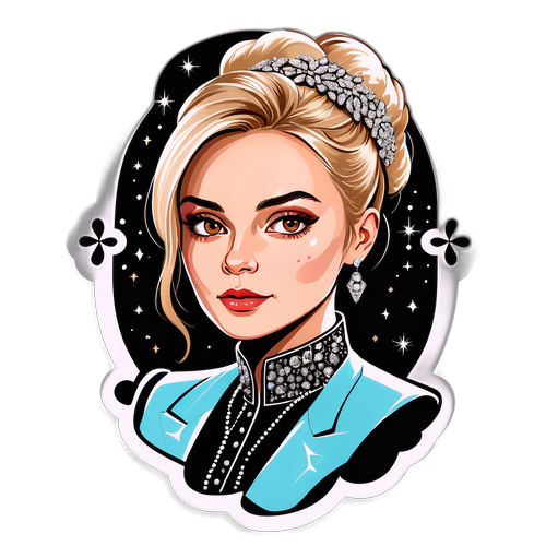 Портрет Яны Рудковской в стильном наряде с блестящими аксессуарами