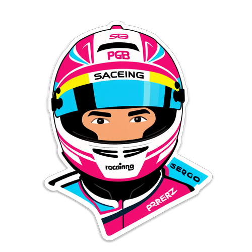 Sticker van Sergio Perez in een racing helm