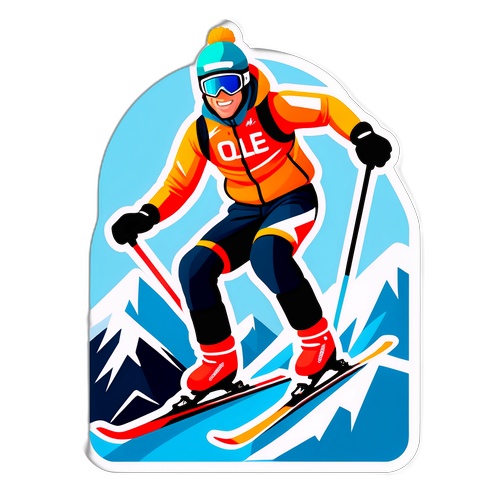 Energetisk sticker af Ole Kristoffersen i aktion