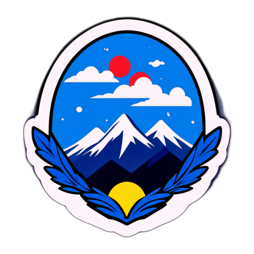 Diseño de sticker con el logo de Liga de Quito y un fondo que representa el cielo andino