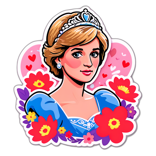 Prinsesse Diana med blomster og hjerter