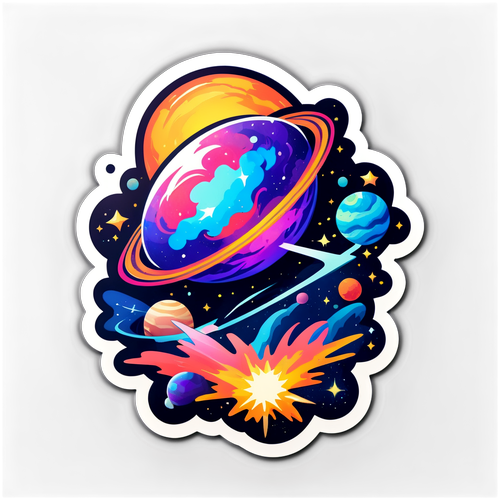 Supernova elokuvateemainen tarra avaruusteemalla