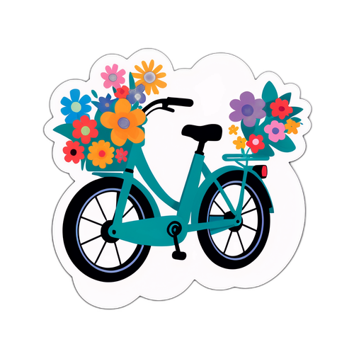 Un vélo Velib avec des fleurs autour, symbole du développement durable