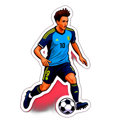 Autocollant de Facundo Medina en pleine action sur le terrain de football