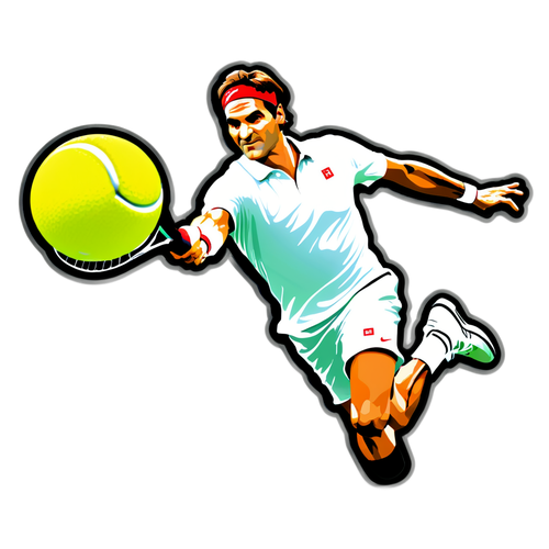 Sticker van Roger Federer met tennisbal