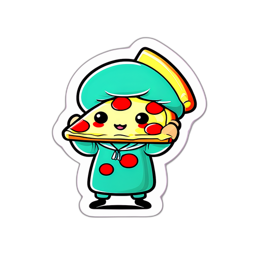 かわいいピザラキャラクターのイラスト