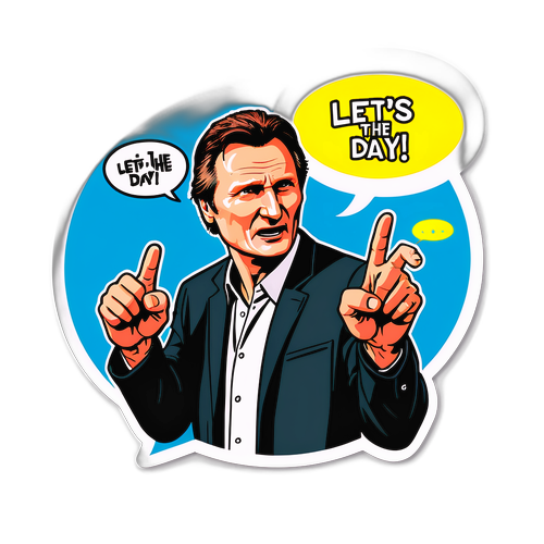 Komiksowy naklejka Liama Neesona w akcji