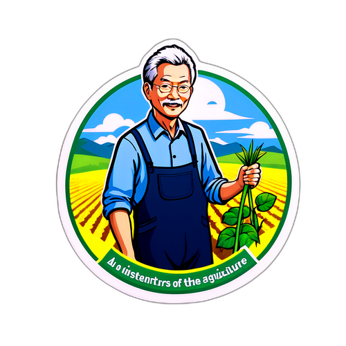 農業大臣鈴木氏がフィールドで働くステッカー