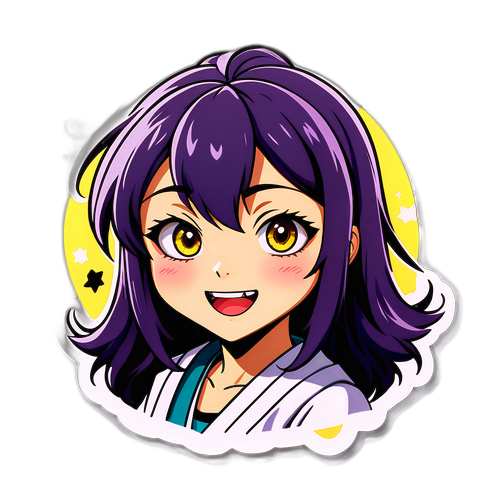 トモコ・キダの明るい表情のステッカー