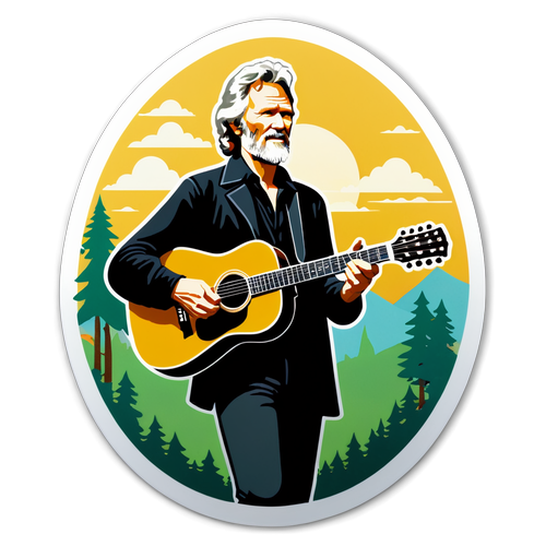 Entdecke die Vintage-Faszination: Kris Kristofferson und seine Gitarre in der Natur!