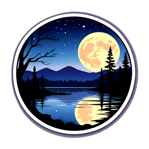 Volle maan boven een rustige meer