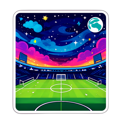 Lapangan sepak bola di bawah langit malam berbintang
