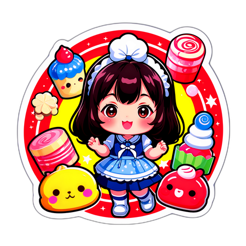 不二家のお菓子のイラストをカラフルに組み合わせたデザイン