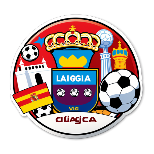 Sticker La Liga Dekoratif dengan Logo dan Landmark Spanyol