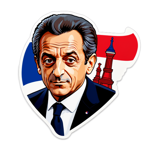 Gestileerd portret van Louis Sarkozy met Franse vlag achtergrond