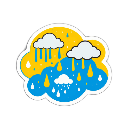 Sticker cu nori dansatori și ploaie