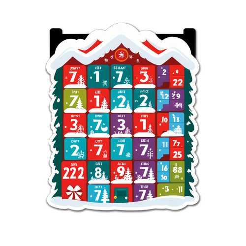 Sticker mit einem Adventskalender-Design mit unterschiedlichen Türchen