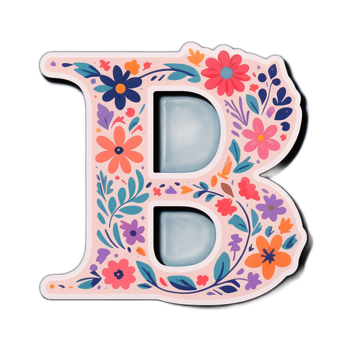 Elegantong Sticker na may Letrang 'B' na may Bulaklak