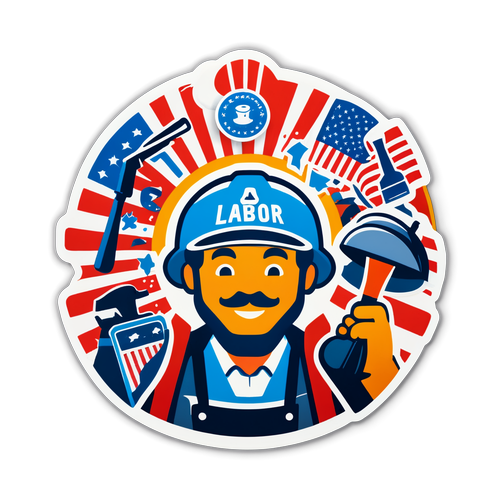 Un sticker conmemorativo del Día del Trabajo