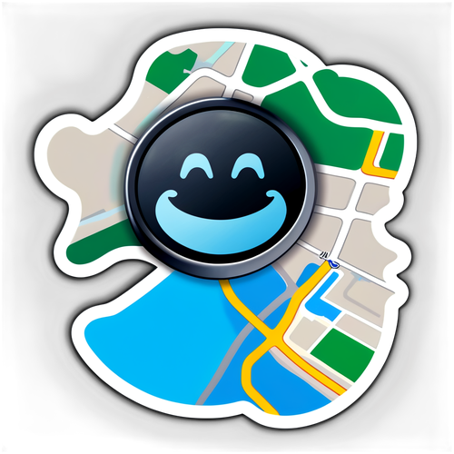 Navigare Inteligentă: Sticker Waze pe Harta Modernă