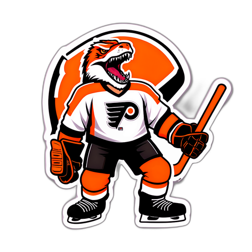 Roaring Raptor Hockey Player Sticker
