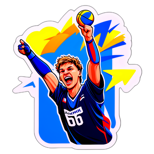 Energetisches Sticker von Jannik Sinner im Siegesmoment