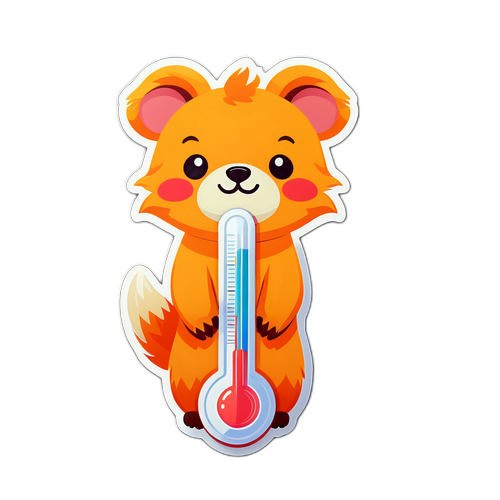 귀여운 동물 캐릭터 온도계 스티커 디자인