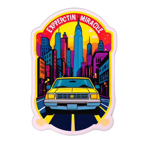 Яркая наклейка с загадочным фоном в стиле улиц Нью-Йорка