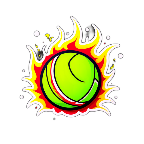 Illustration d'une balle de tennis stylisée avec des éléments de flammes