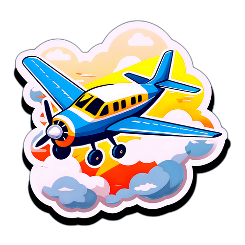 Avion illustré entouré de nuages