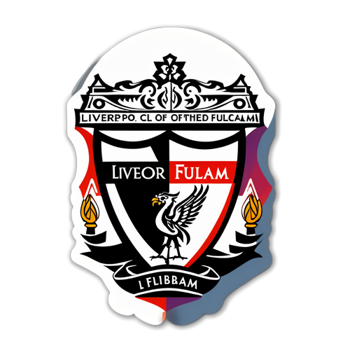 Stiker Liverpool vs Fulham dengan Logo Tim dan Latar Belakang Berwarna Cerah