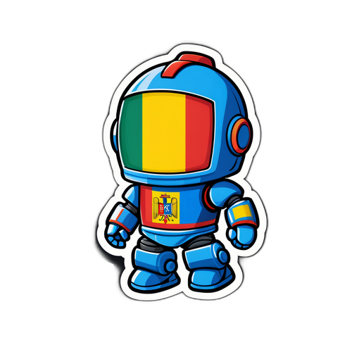 Sticker Futurist cu Robot Sportiv