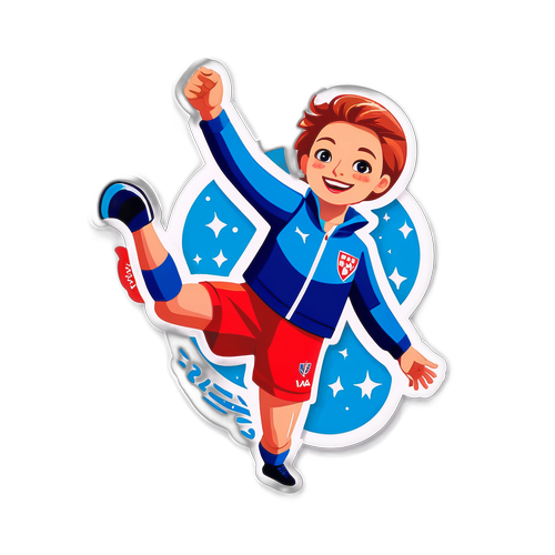 Ilustración de un niño celebrando un gol