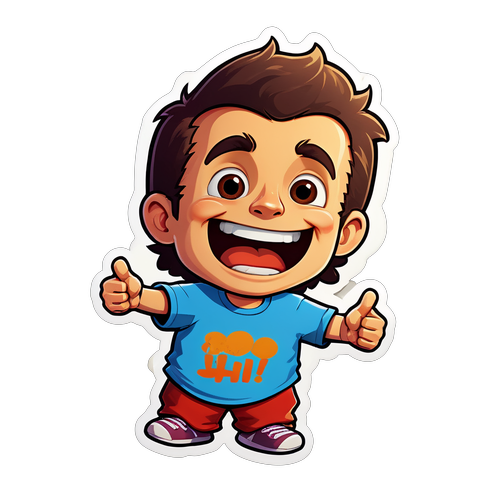 Cậu Bé Vui Vẻ Gây Bão Với Biểu Cảm Hài Hước Trong Sticker "Anh Trai Say Hi"!