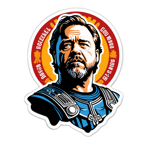 Fængslende klistermærke af Russell Crowe i dramatisk positur