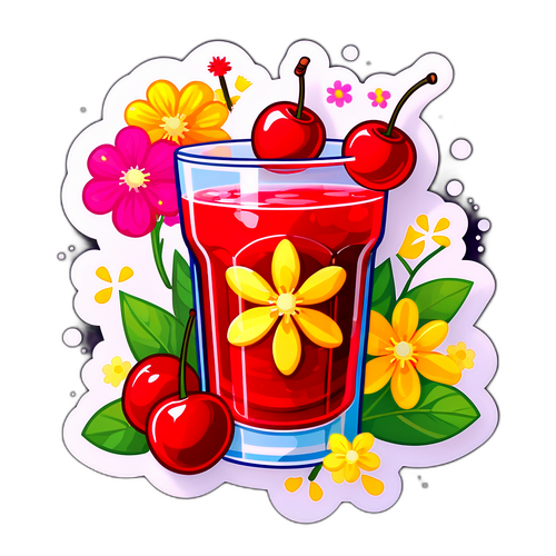 Renkli Meyve İçeceği Sticker Tasarımı