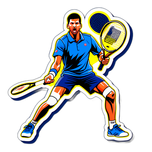 Stiker Tema Fantasi Novak Djokovic sebagai Pejuang